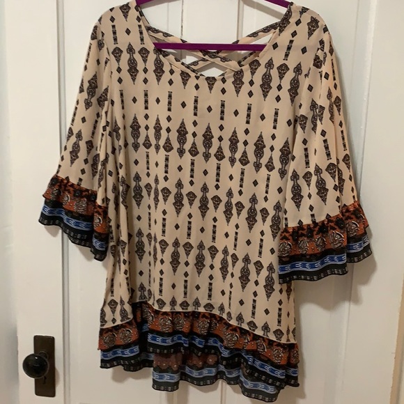 Signature Studio Tops - Signature Studio Boho Top Lattice Strappy Back